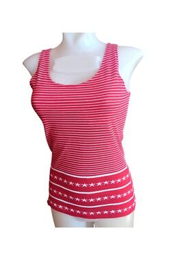 True Vintage Tank Top Small 1970s Red Star Print by Bobbie Brooks Shirt Hippy